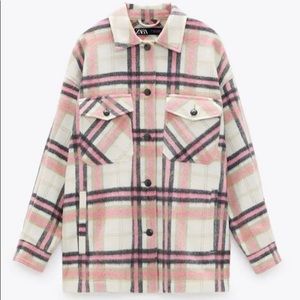 Zara Wool Pink Plaid Overshirt